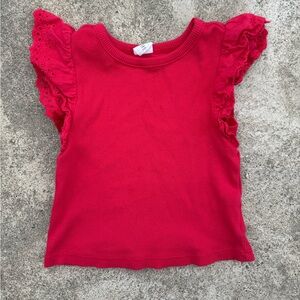 GAP Red Kids Tee with Ruffled Sleeves